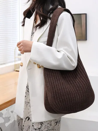 Miniatura 85 de ENBEI Bolsos de hombro para mujer Bolsos de ganchillo Bolso de punto grande Bolso de mano estético para la escuela lindo Bolsas de mano Bolsa