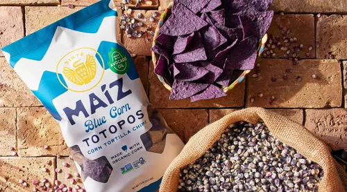 Miniatura 3 de Siete Maiz Totopos Chips de tortilla de maíz Maíz azul Sin gluten Snacks veganos Sin OMG y chips de maíz orgánico Hecho con aceite