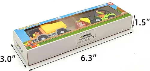 Miniatura 4 de Set de vagones de tren de madera con pista Accesorios para pista de tren con excavadora y camión volquete Vehículos pequeños Vagones de tren