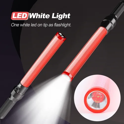 Miniatura 6 de RoadHero Paquete de 4 Bastones de Tráfico, Bastones de Control de Tráfico LED de 16 Pulgadas, Varitas de Luz de Seguridad Nocturna con 3 Modos