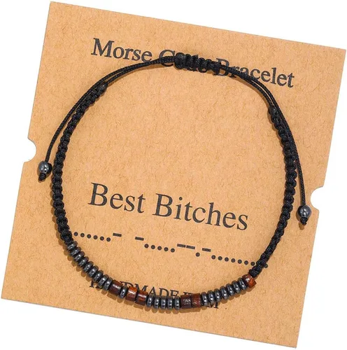 RINTOLER Pulseras con código morse para mujeres y hombres, regalos para su mejor amiga, pulseras inspiradoras divertidas para mujeres y niñas,