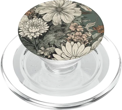 Miniatura 8 de Flower Bouquet Floral Pattern Sage Green Con PopSockets de flores silvestres PopGrip intercambiables