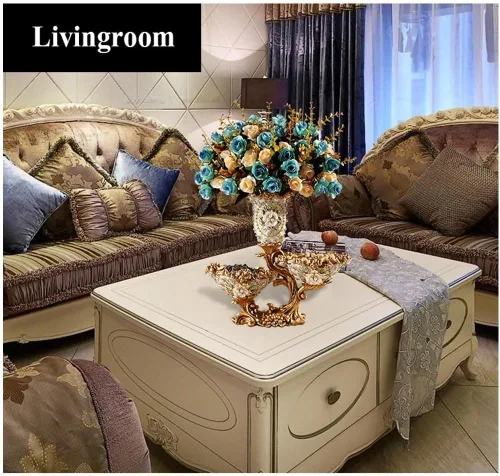 Miniatura 2 de Jarrones altos de resina retro de estilo europeo con arreglos florales artificiales para sala de estar, comedor, centro de mesa, dormitorio