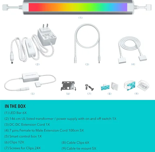 Miniatura 9 de Iluminación inteligente para debajo del gabinete, tira de luces LED blancas y multicolor, regulables, funciona con Alexa, Google Home, aplicación