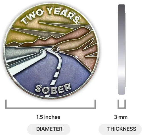 Miniatura 6 de The Achieve Mint Ficha de 2 años de sobriedad Chip de sobriedad de dos años Medalla no religiosa no AA, para mujeres y hombres que celebran