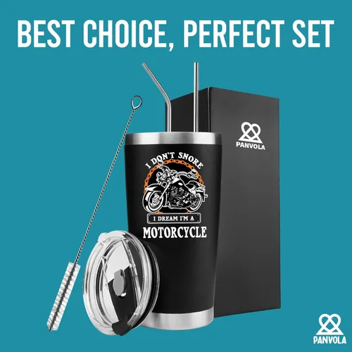Miniatura 5 de Panvola No ronco, sueño que soy una moto Taza de acero inoxidable para motociclistas, regalo para papá, esposo, novio, tío, taza de viaje