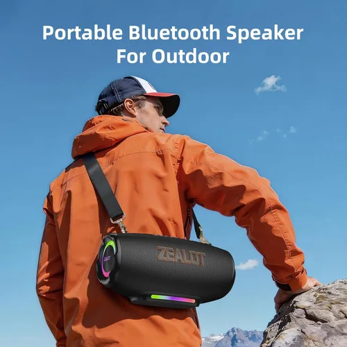Miniatura 8 de ZEALOT Altavoz Bluetooth de 120 W (pico) con graves profundos, altavoz inalámbrico portátil con luz RGB, altavoz impermeable IPX6 para exteriores