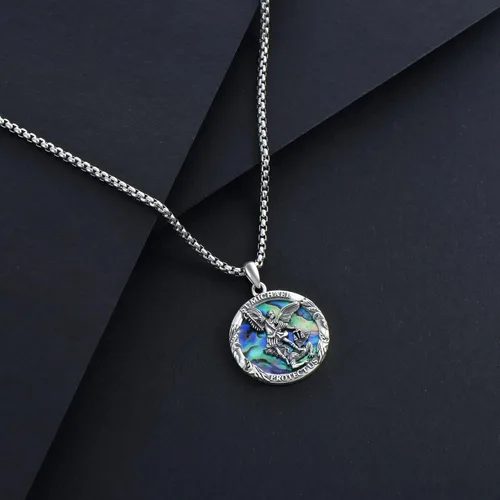 Miniatura 64 de CEKAMA - Collar de plata de ley 925 con dije de amuleto para hombres y mujeres, con cadena de 0.098 in, 22 pulgadas + 2 pulgadas