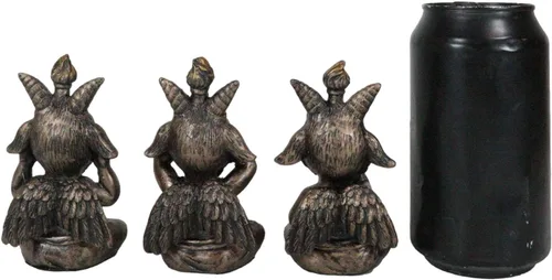 Miniatura 7 de Ebros - Juego de 3 figuras de Samael Lilith See Hear Speak No Evil Baphomets de LaVeyan Devil Baphomet The Caduceus Symbol Altar Accent Statues