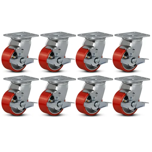 Miniatura 28 de Ruedas industriales de 4 x 2 pulgadas, ruedas resistentes, ruedas de poliuretano, capacidad de hasta 3200 libras. Uso para camión de plataforma
