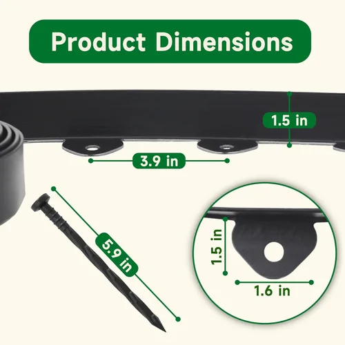 Miniatura 6 de Gardzen Kit de Bordes para Paisajismo de 1.5" x 20', Borde de Jardín y Césped Sin Excavación con 24 Piezas de Estacas, Borde Flexible para Cama