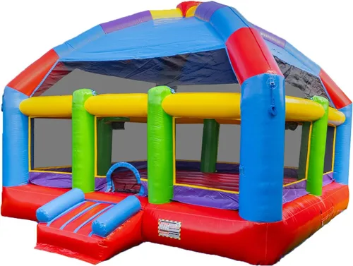 XJUMP Casa inflable de rebote de cúpula comercial de gran fiesta de 20 x 20 pies, vinilo de PVC de 16 pies de alto resistente de 15 onzas con aro de