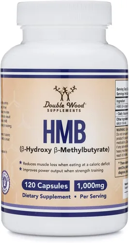 Miniatura 7 de Double Wood Supplements Suplemento HMB, probado por terceros, sin OMG, sin gluten, 120 cápsulas, 1000 mg por porción, 500 mg por cápsula
