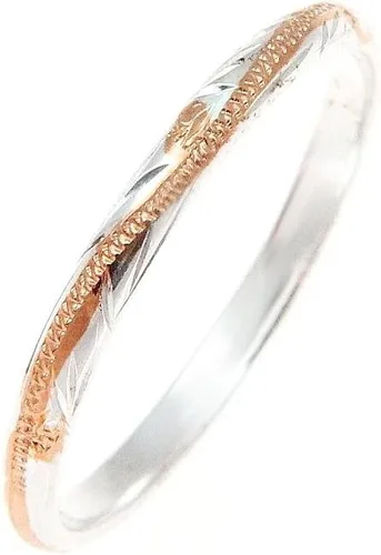 Arthur's Jewelry Anillo de plata de ley 925 de 2 tonos chapado en oro rosa rosa de 0.079 in con desplazamiento hawaiano grabado a mano tamaño 1 a 9