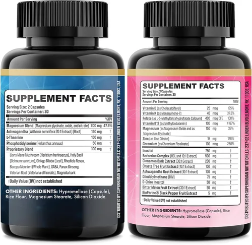 Miniatura 10 de Paquete de Suplementos Parox Cortisol y Myo-Inositol, Paquete de Calma y Suavidad, Equilibrio de Cortisol 13-en-1, Magnesio, Ashwagandha, L-Teanina