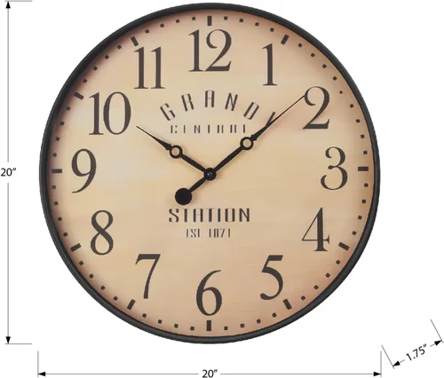 Miniatura 3 de Monarch Specialties I 9053 Relojes, 20" redondo, reloj de pared, marrón antiguo, de transición