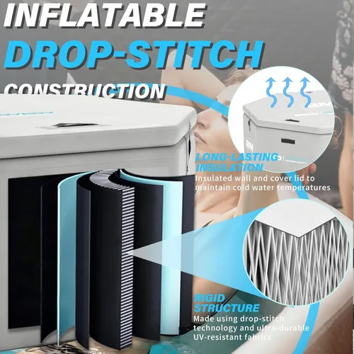 Miniatura 4 de Bañera de hielo octogonal inflable para grupos, bañera fría de fiesta con tapa aislada, compatibilidad con enfriador de agua, sábana de suelo
