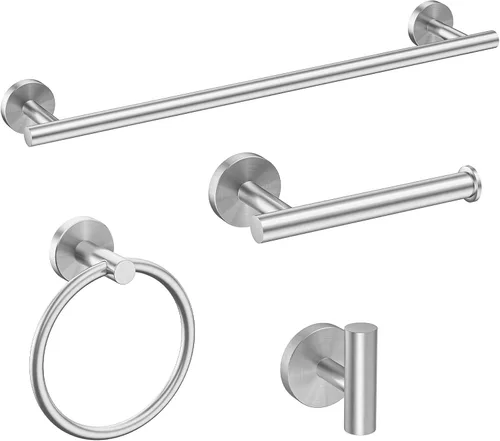 USHOWER Juego de accesorios de baño de níquel cepillado, juego moderno de toallero de 18 pulgadas montado en la pared, juego de accesorios de baño