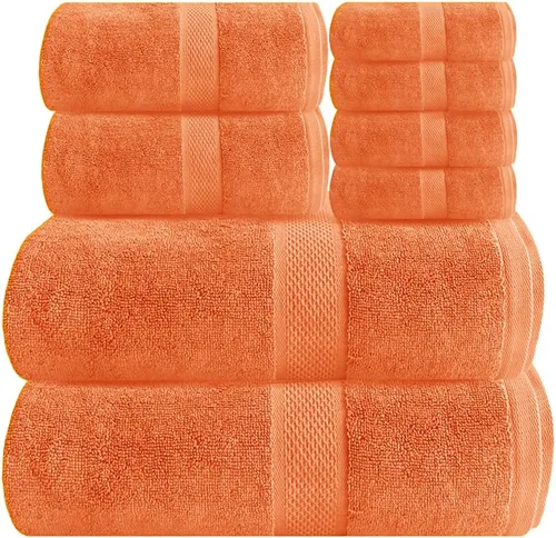 Miniatura 11 de Juego de 8 toallas de baño 100% algodón de lujo para baño, juego de 8 (2 toallas de baño y 2 toallas de mano y 4 paños de lavado), toallas suaves