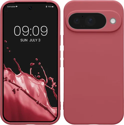 Miniatura 14 de kwmobile Funda compatible con Google Pixel 9 Pro - Funda protectora delgada de TPU para teléfono - Acabado mate suave - Negro mate