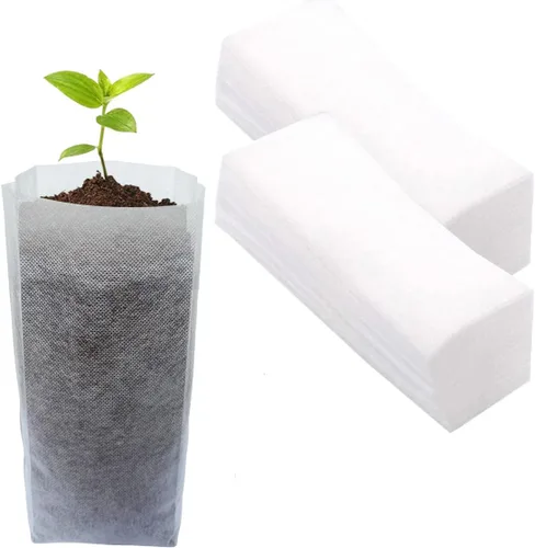 Miniatura 15 de gardtree Bolsas para vivero de plantas de 7.8" x 8.6" 100 unidades, bolsas de cultivo de plantas biodegradables de tela no tejida, macetas Blanco