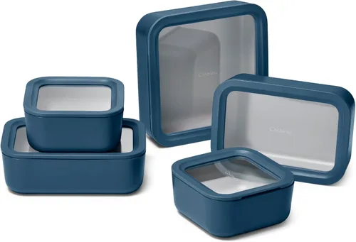 Miniatura 27 de Caraway - Juego de 3 recipientes de vidrio, almacenamiento de alimentos, 10/6.6 /4.4 tazas, revestimiento de cerámica, no tóxico, antiadherente