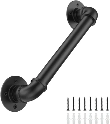 Miniatura 10 de Barandilla Industrial de 1 Pie para Escaleras con Montaje en Pared, Pasamanos de Escalera con Tubo de φ1.3" para Escalones, Barra de Agarre
