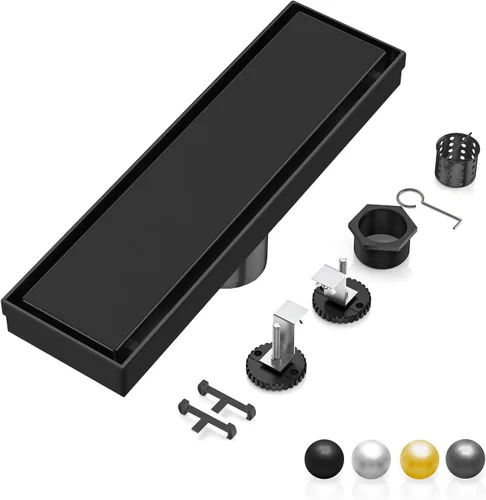 Miniatura 20 de DLONE Drenaje lineal de ducha Drenaje lineal de acero inoxidable AISI 304 de 36 pulgadas, desagüe de ducha negro mate con panel de inserción