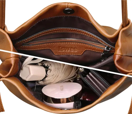 Miniatura 6 de Iswee - Bolsos de cuero genuino, diseño de hombro Hobo, bolsos para mujer