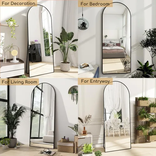 Miniatura 4 de Espejo de Cuerpo Completo de 70''x26'', Espejo de Piso Arqueado Grande con Soporte, Espejo de Pared de Gran Tamaño, Espejos de Cuerpo Completo