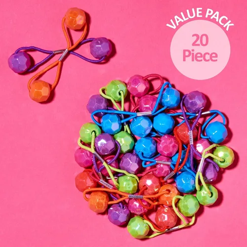 Miniatura 6 de Colección de 20 piezas de coleteros, bolas de cola de caballo, gomas elásticas, cuentas de pelo de 18 mm redondas, opacas, multicolores, dobles
