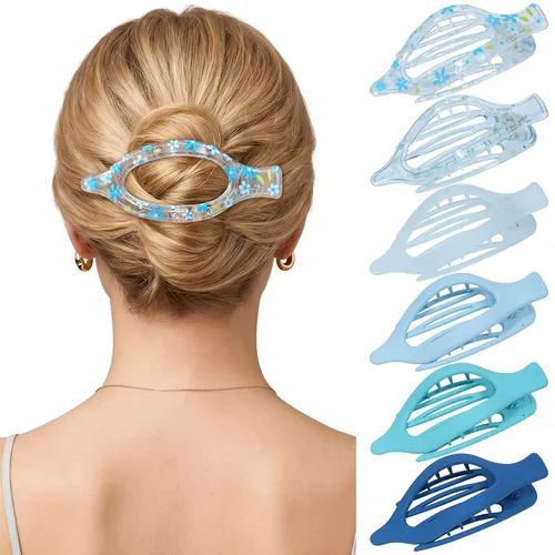 Miniatura 20 de Pinzas de pelo planas francesas para mujer, 6 pinzas planas para cabello fino y grueso, agarre fuerte, agarre antideslizante, pinzas para el cabello