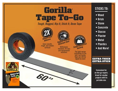 Miniatura 2 de Gorilla 6100101-7 Cinta adhesiva para llevar, 1" x 10 yardas, negro, (paquete de 7), paquete de 7, 7