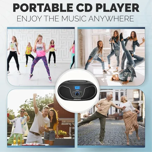 Miniatura 7 de Philips Boombox reproductor de CD, refuerzo dinámico de graves con Bluetooth, radio FM, reproducción USB y entrada AUX, Boombox portátil de carga