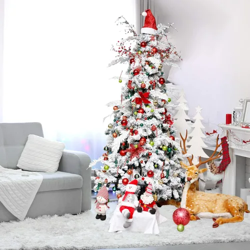 Miniatura 6 de ROSELEAF Adornos para árbol de Navidad irrompibles de 2.36 pulgadas, 30 unidades, bolas colgantes de plástico color rojo, verde y dorado