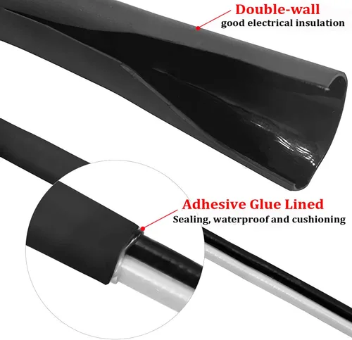 Miniatura 3 de Tubo termorretráctil negro 3:1 protector de cable de doble pared con adhesivo marino forrado con pegamento impermeable (1 pulgada - 25 pies)