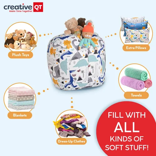 Miniatura 2 de Creative QT - Puf de almacenamiento de animales de peluche Stuff 'n Sit extra grande, para organización, para almacenamiento de juguetes, disponible