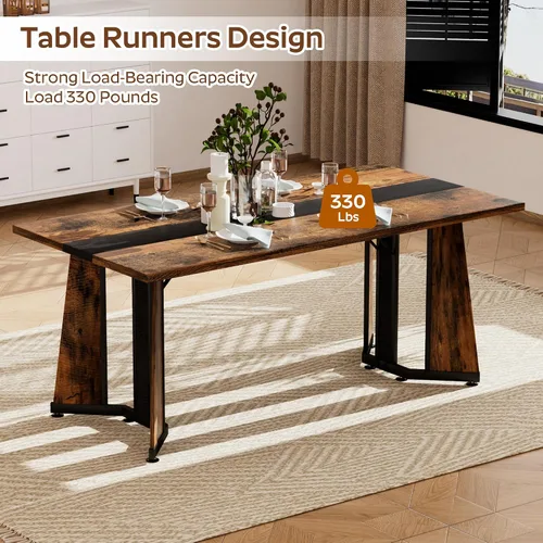 Miniatura 7 de Juego de mesa de comedor de 5 piezas con 4 sillas, mesa de comedor rectangular de madera de 71 pulgadas con sillas de comedor de terciopelo, tablero