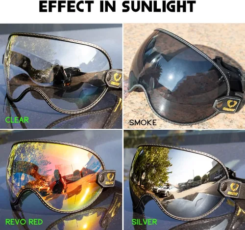 Miniatura 6 de Protector retro para casco de motocicleta, visera de burbujas, lentes de policarbonato de repuesto universal para casco completo de cara abierta