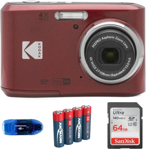Miniatura 3 de KODAK Pixpro FZ45 - Paquete de cámaras digitales, incluye: tarjeta de memoria SanDisk SDXC de 64 GB, baterías de repuesto y lector de tarjetas