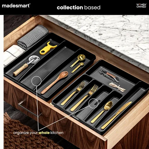 Miniatura 2 de madesmart Bandeja de cubiertos de alta calidad, organizador de cubiertos de 6 compartimentos para tenedores, cuchillos y cucharas, antideslizante