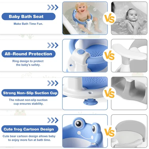 Miniatura 3 de Asiento de baño para bebé de 6 meses en adelante, asientos de baño antideslizantes para niños pequeños para sentarse, silla de bañera para bebés