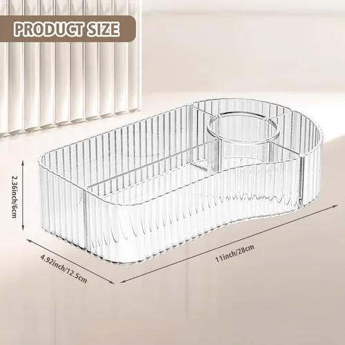 Miniatura 4 de Organizador de maquillaje transparente para tocador, almacenamiento acrílico para el cuidado de la piel y organización de maquillaje