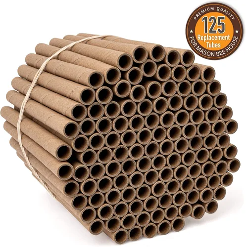 Miniatura 2 de Rivajam Paquete de repuesto de 125 tubos nidos de cartón Mason Bee House Colmena de abejas solitarias y suministros Kit de inicio y regalo