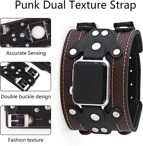 Miniatura 4 de VIQIV Correas de cuero compatibles con Apple Watch 38/40/41/42/44/45/1.929 in Series 9 8 7 6 5 4 SE Ultra Band para mujeres y hombres, correas