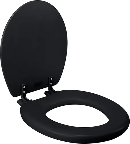 Miniatura 6 de Bath Bliss Asiento de inodoro redondo estándar extra suave Tapa de vinilo decorativa Bisagras antideslizantes de fijación rápida con tornillo
