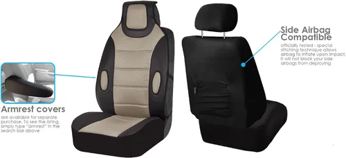 Miniatura 3 de FH Group - Almohadón para asiento delantero, Beige / Negro
