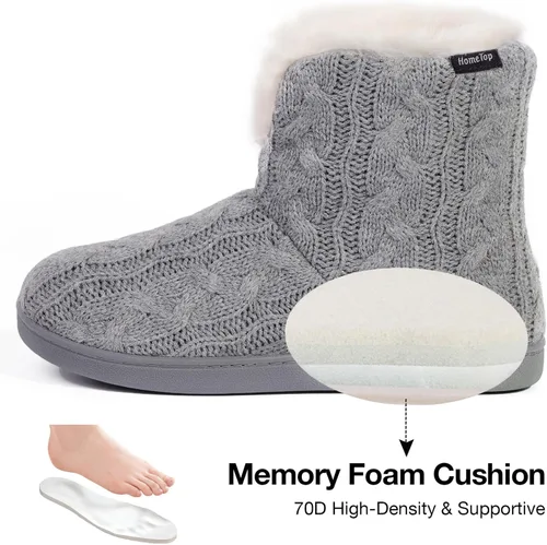 Miniatura 4 de HomeTop Women's Fuzzy Memory Foam Boot Slippers with Indoor Outdoor Rubber Sole