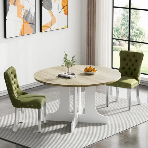 Miniatura 33 de Juego de mesa de comedor de mármol sintético blanco para 6 personas, juego de mesa de comedor extensible de 7 piezas de 63 a 78.74 pulgadas con 6