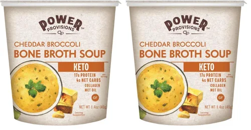 Miniatura 6 de Power Provisions Tazas de Caldo de Hueso de Cheddar y Brócoli - Taza de Sopa Instantánea Keto - Infundido con Colágeno y 17g de Proteína - Sopa Sin